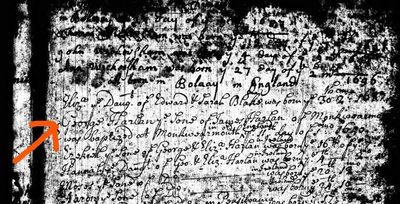 Document showing baptism record of George Harlan